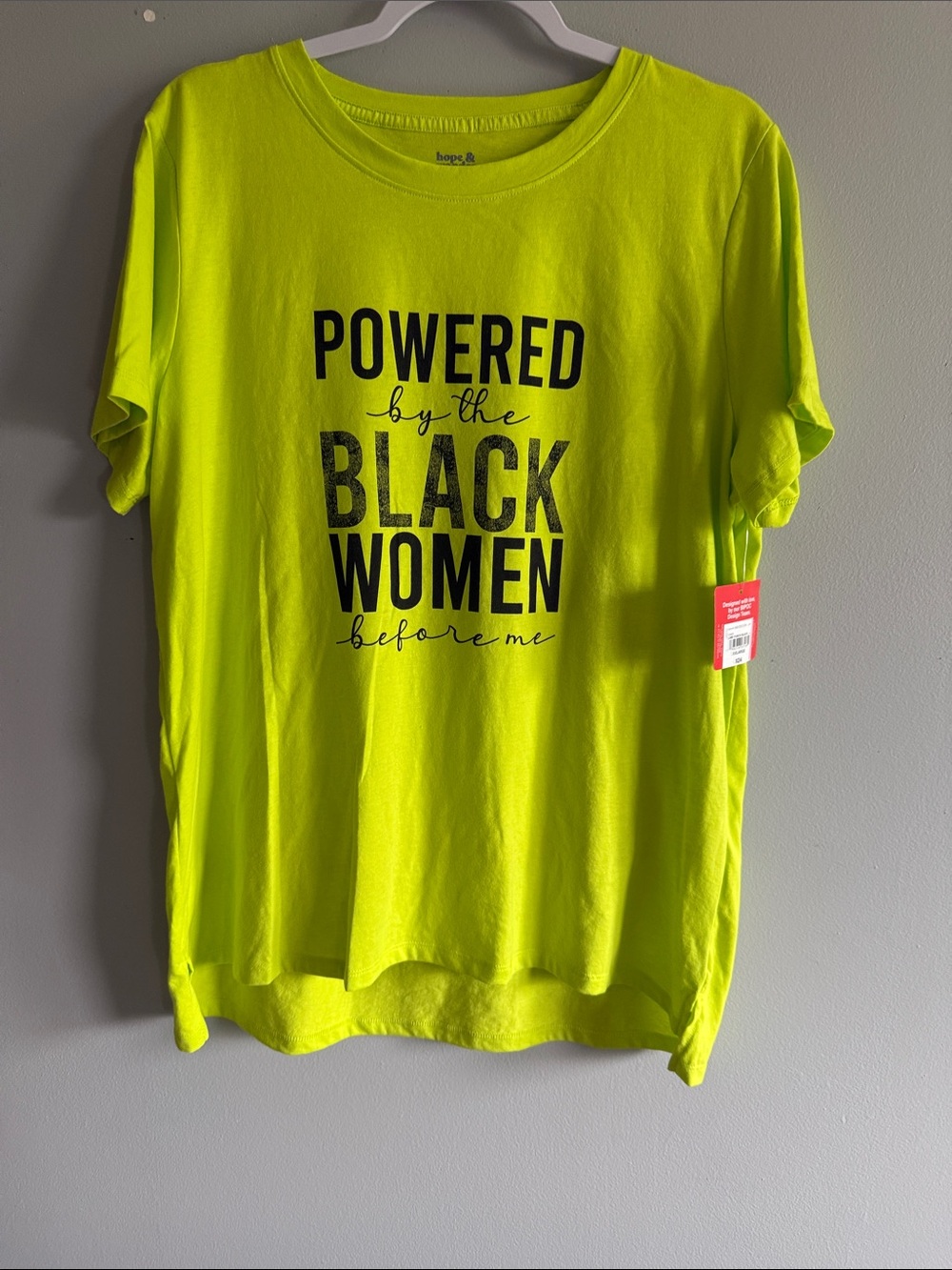 jcpenney Neon Yellow Graphic Tee "Powered by the Black Women"